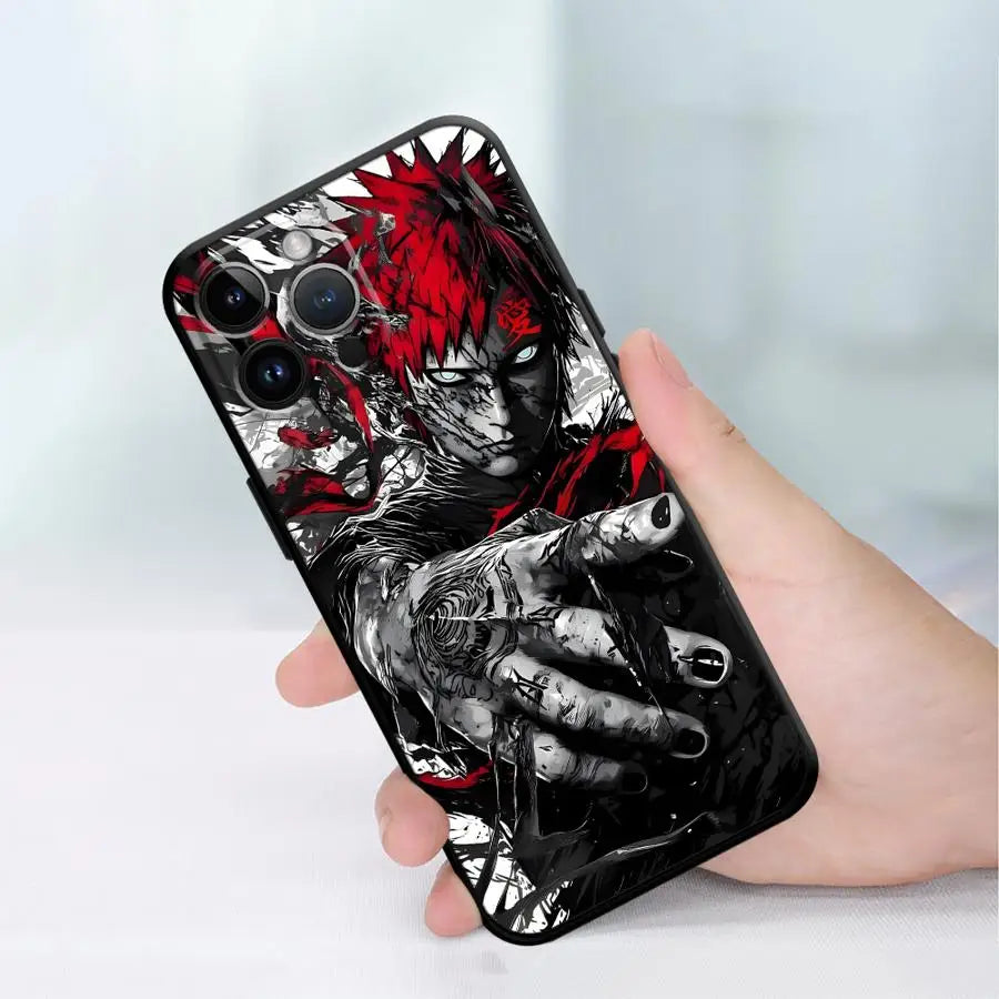 Anime Cool Gaara Black Soft Phone Cover Case for iPhone XR 13 12 11 Pro Max 15 16 14 Plus 7 8 XS Max
