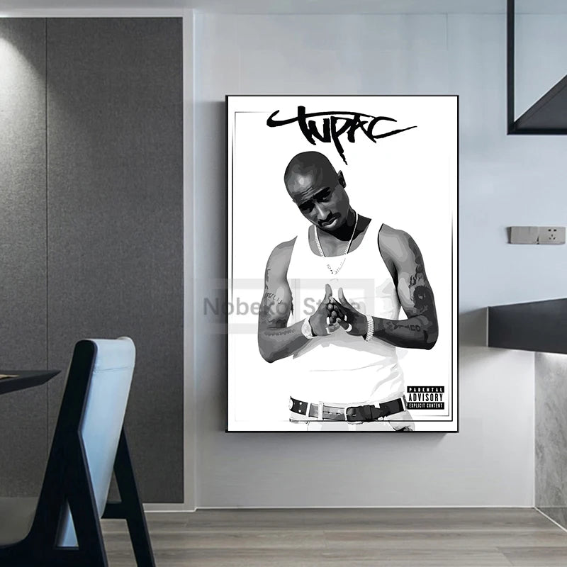 Famous Rapper 2Pac Posters Tupac Shakur Rap Prints Canvas Painting Wall Art Pictures Home Living Room Hip-hop Music Decoration