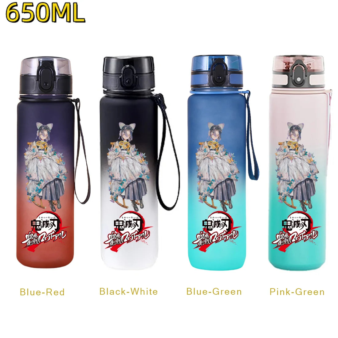 650ML Demon Slayer Kamado Tanjirou Water Bottle Kamado Nezuko Kochou Shinobu Fitness Drink Bottle Kettle Travel Office Jugs