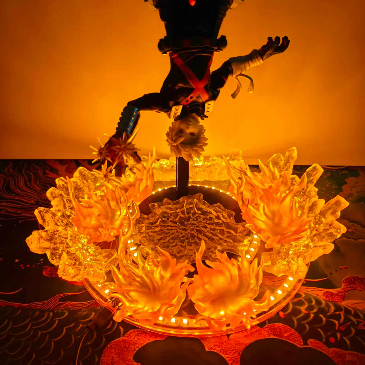 My Hero Academia Anime Katsuki Bakugo Maximatic Awakening Explosions Effect DIY Action Figures & Base & Lamp Collection