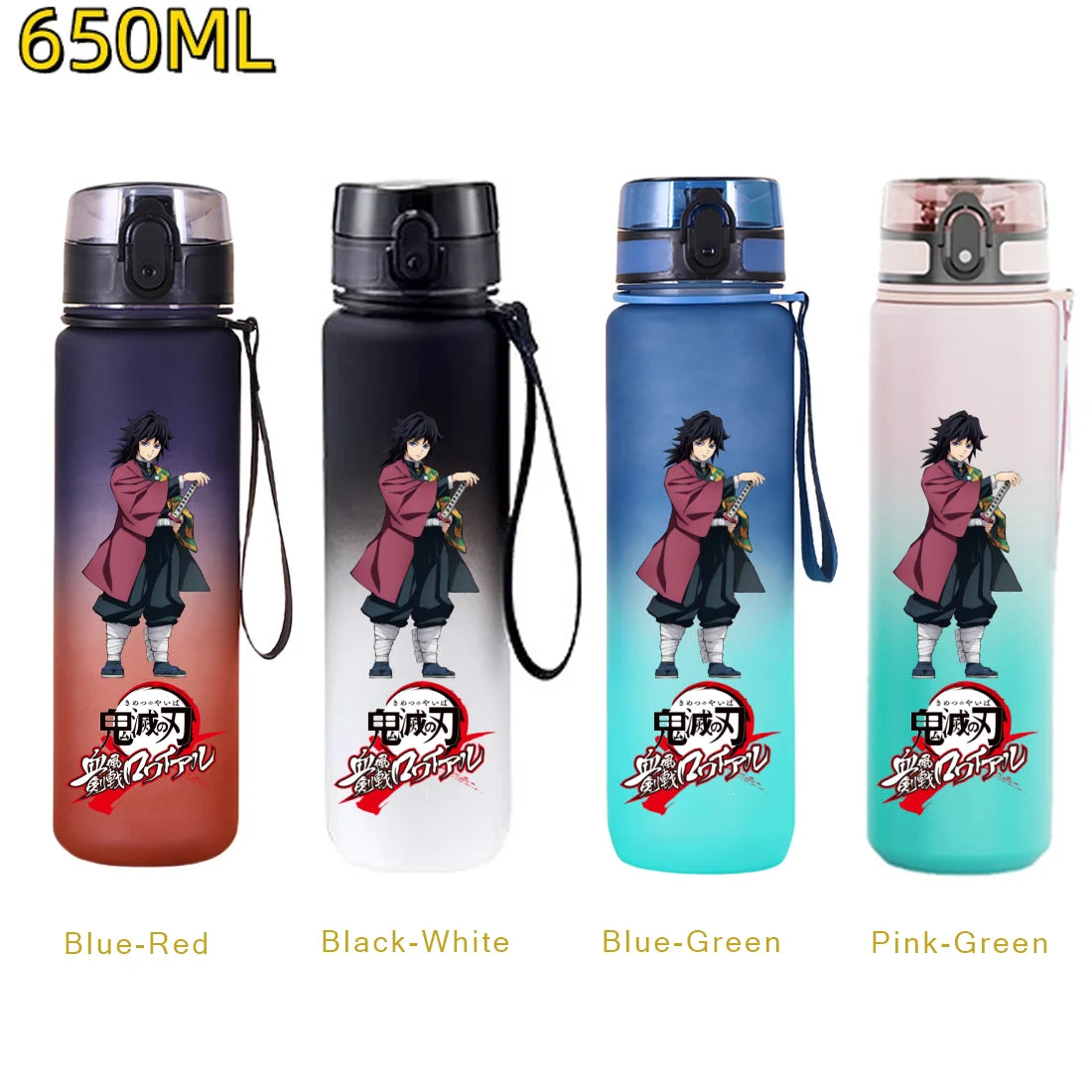 650ML Demon Slayer Kamado Tanjirou Water Bottle Kamado Nezuko Kochou Shinobu Fitness Drink Bottle Kettle Travel Office Jugs