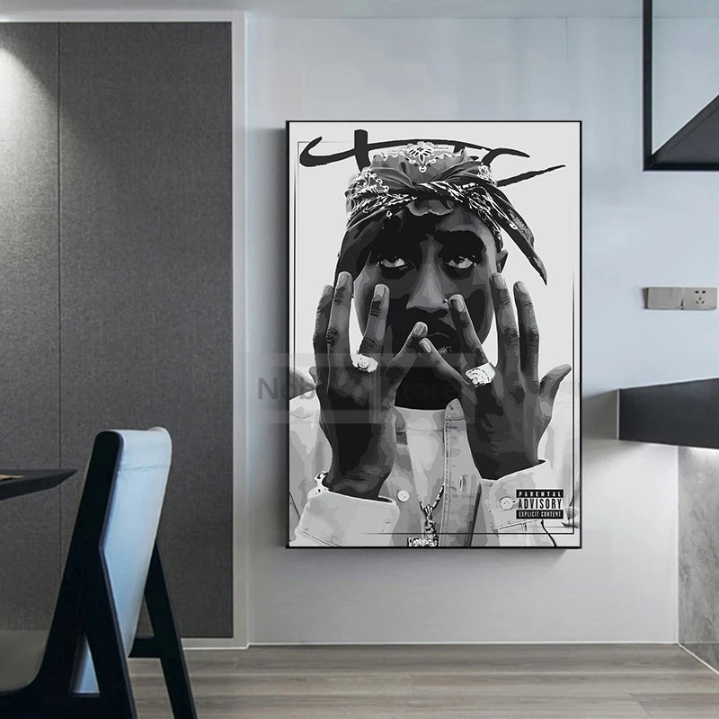 Famous Rapper 2Pac Posters Tupac Shakur Rap Prints Canvas Painting Wall Art Pictures Home Living Room Hip-hop Music Decoration