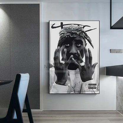 Famous Rapper 2Pac Posters Tupac Shakur Rap Prints Canvas Painting Wall Art Pictures Home Living Room Hip-hop Music Decoration