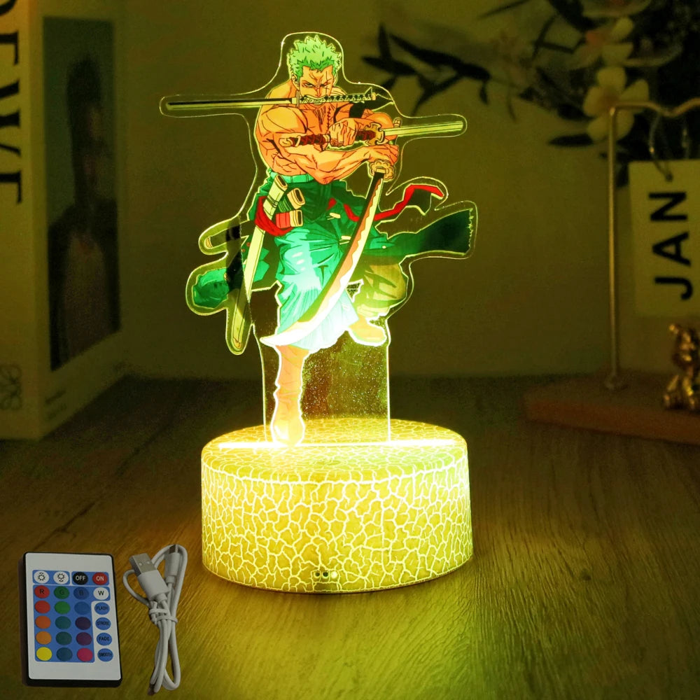 Actions Figure One Piece Luffy Zoro Anime Figures 3D Lamp PVC Action Collection Model Toys LED Night Light Kid Christmas Gift