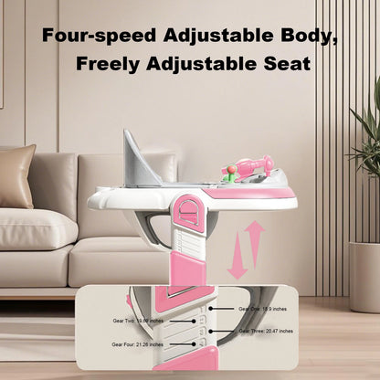 New 4 In 1 Baby Infant Walker Toddler Baby Push Walker Removable Feeding Tray And Music Tray Foldable Walker Child Handcart