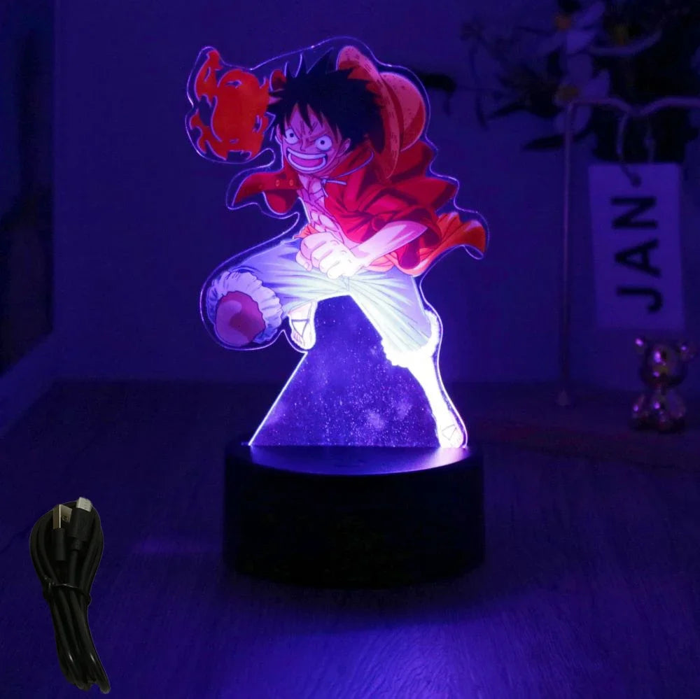 Actions Figure One Piece Luffy Zoro Anime Figures 3D Lamp PVC Action Collection Model Toys LED Night Light Kid Christmas Gift