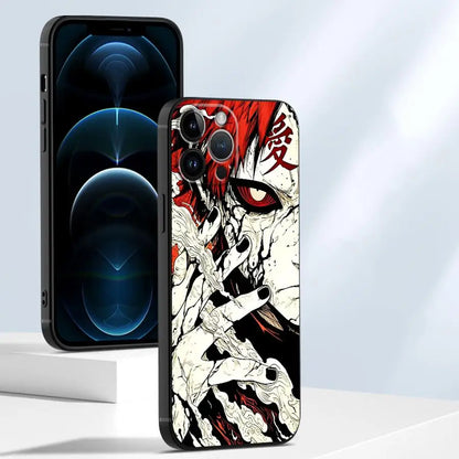 Anime Cool Gaara Black Soft Phone Cover Case for iPhone XR 13 12 11 Pro Max 15 16 14 Plus 7 8 XS Max