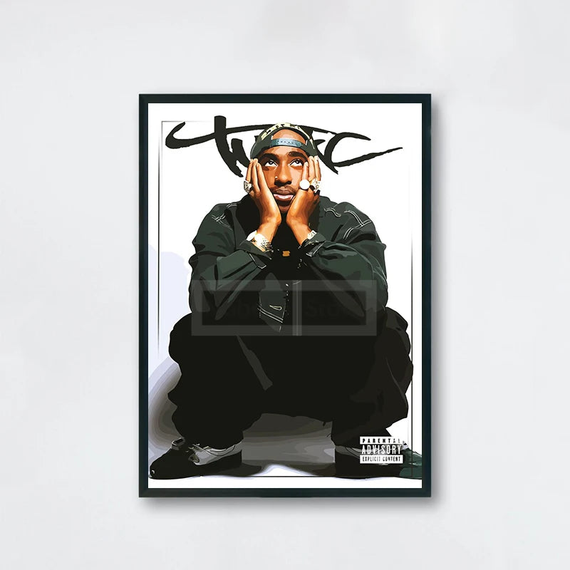 Famous Rapper 2Pac Posters Tupac Shakur Rap Prints Canvas Painting Wall Art Pictures Home Living Room Hip-hop Music Decoration