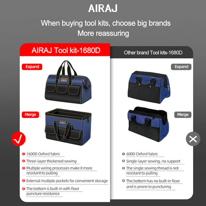 AIRAJ Multifunctional Tool Bags 1680D Oxford Cloth Electrician Bags Waterproof and Wear-Resistant High Capacity Storage Bags