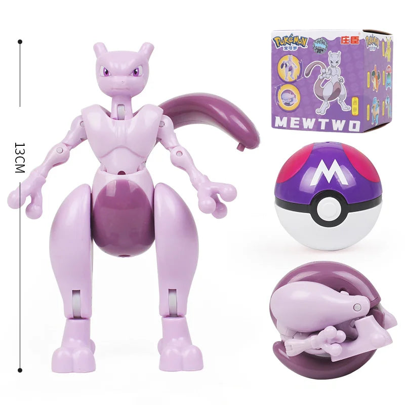 Pokemon Figure Pokeball Box Original Pikachu Deformation Toy Anime Figure Charizard  Pocket Monster Model Children Birthday Gift