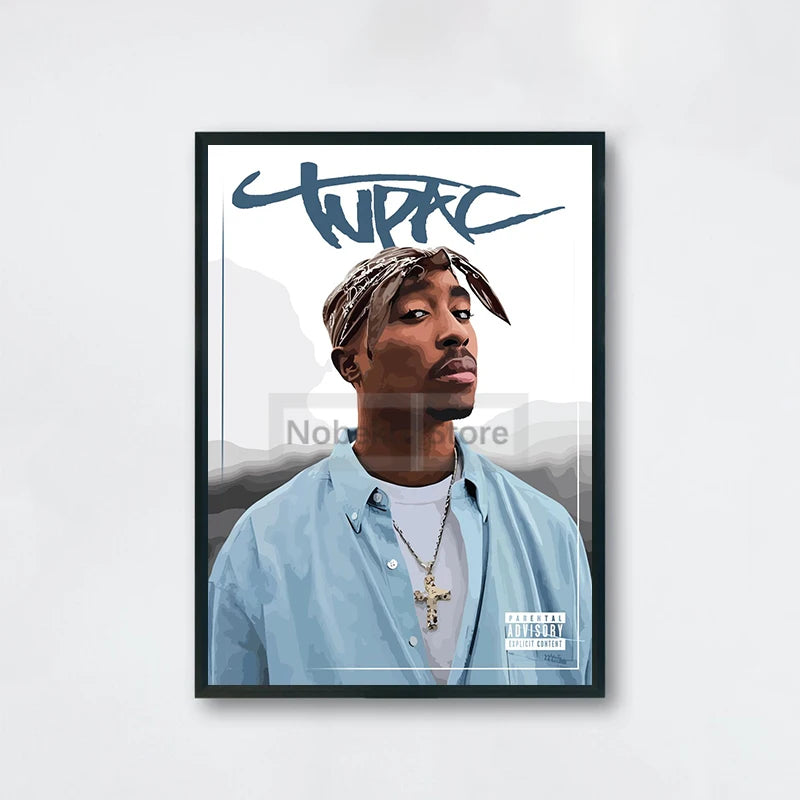 Famous Rapper 2Pac Posters Tupac Shakur Rap Prints Canvas Painting Wall Art Pictures Home Living Room Hip-hop Music Decoration