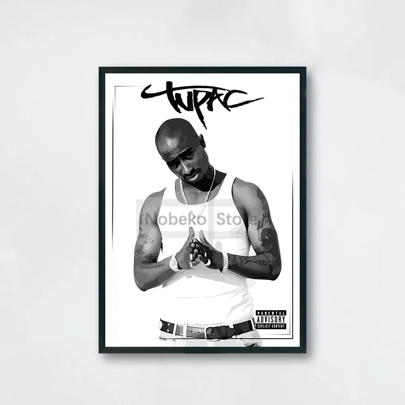 Famous Rapper 2Pac Posters Tupac Shakur Rap Prints Canvas Painting Wall Art Pictures Home Living Room Hip-hop Music Decoration