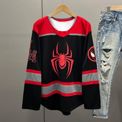 2025 Fashion Personality Men's and Women's Printed Long Sleeve T-shirt, Quick Drying and Breathable Retro Hockey Jersey 3189