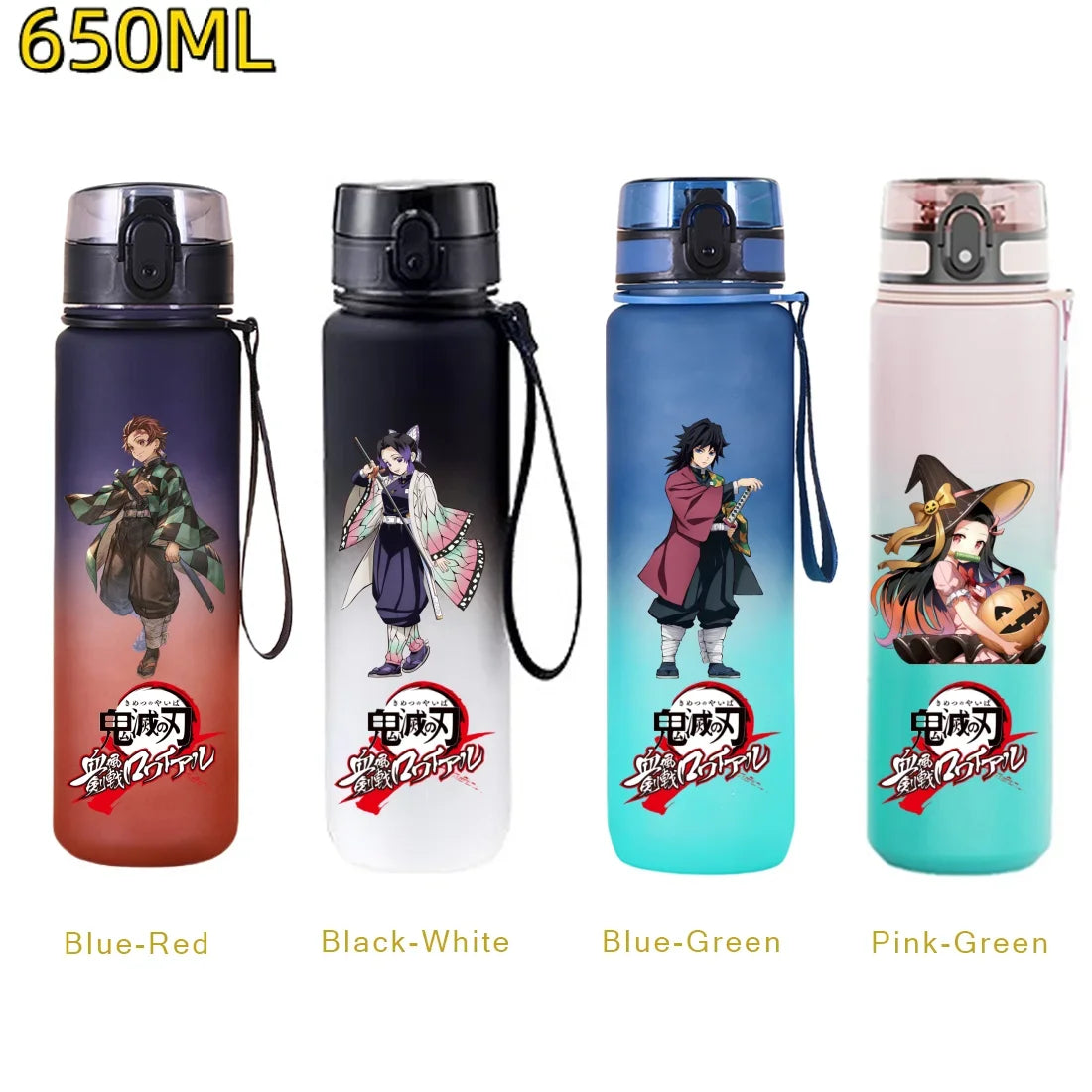 650ML Demon Slayer Kamado Tanjirou Water Bottle Kamado Nezuko Kochou Shinobu Fitness Drink Bottle Kettle Travel Office Jugs