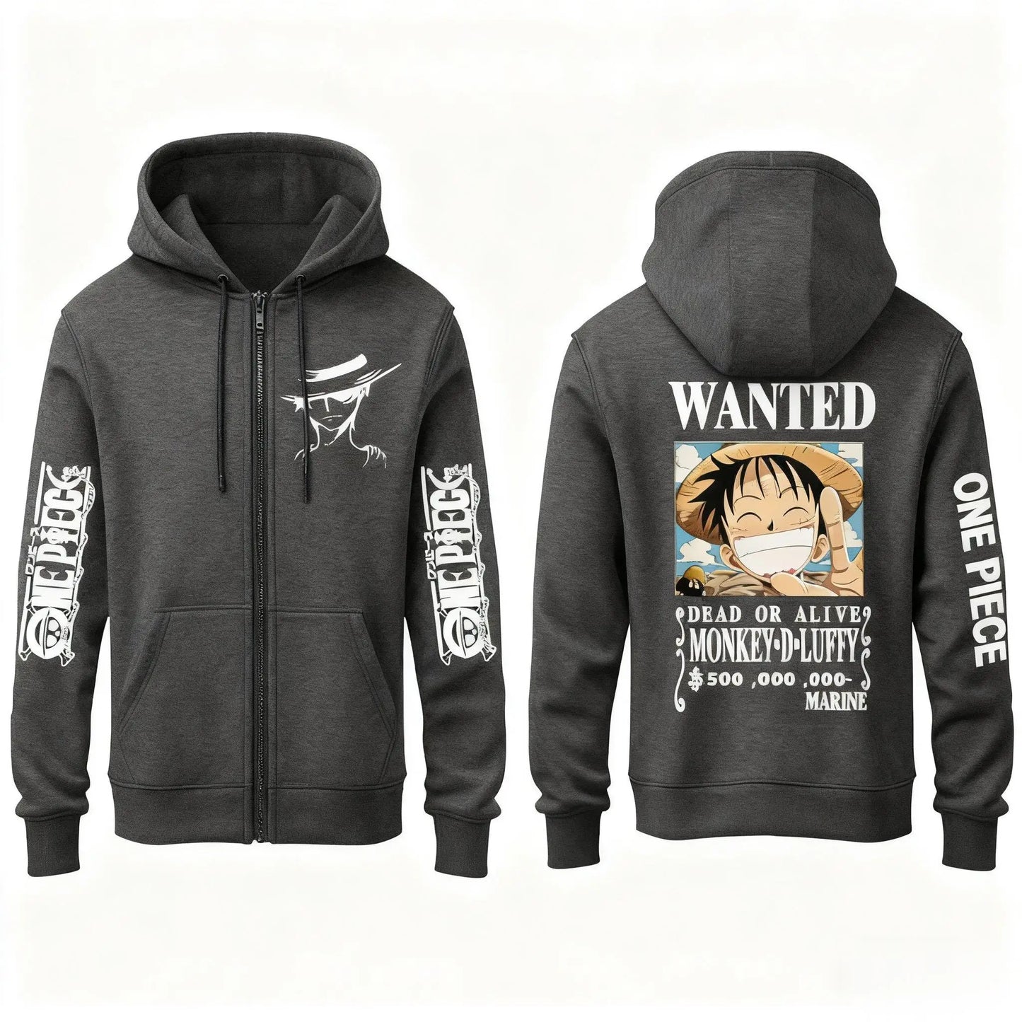 One Piece Anime Hoodie Luffy Wanted Print Sweatshirt Men Women Autumn Winter Casual Cosplay Jacket Hooded Pullover Streetwear