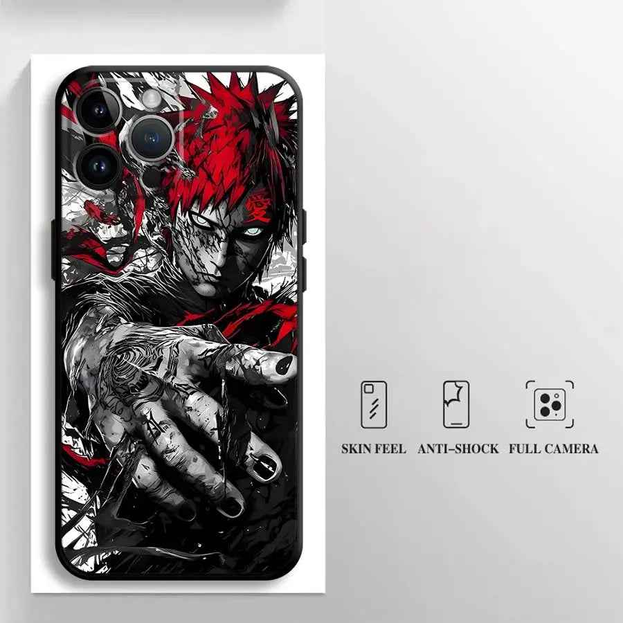 Anime Cool Gaara Black Soft Phone Cover Case for iPhone XR 13 12 11 Pro Max 15 16 14 Plus 7 8 XS Max