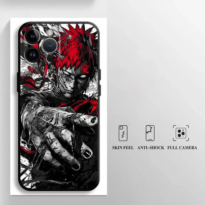 Anime Cool Gaara Black Soft Phone Cover Case for iPhone XR 13 12 11 Pro Max 15 16 14 Plus 7 8 XS Max