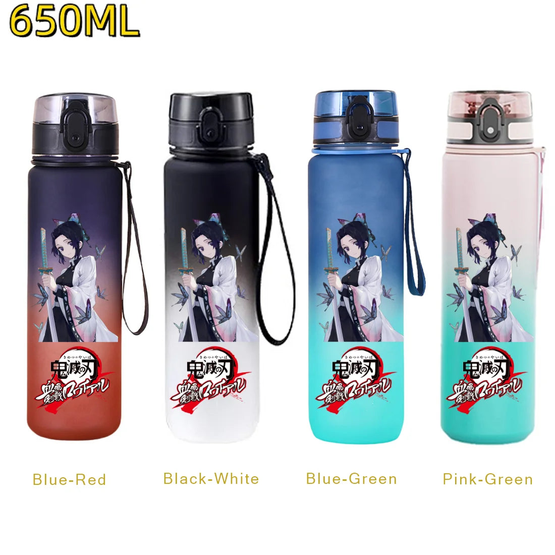 650ML Demon Slayer Kamado Tanjirou Water Bottle Kamado Nezuko Kochou Shinobu Fitness Drink Bottle Kettle Travel Office Jugs