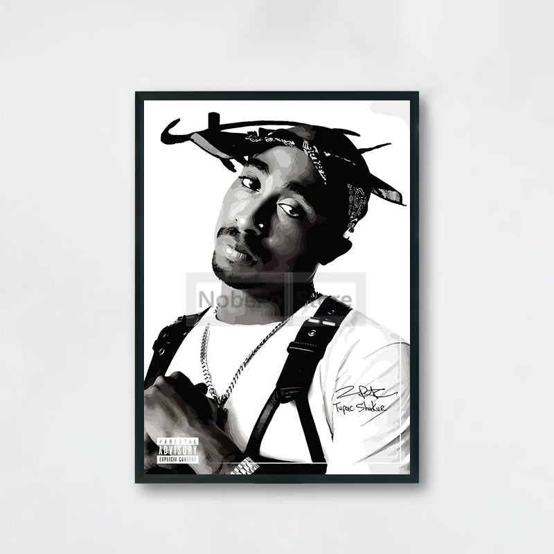 Famous Rapper 2Pac Posters Tupac Shakur Rap Prints Canvas Painting Wall Art Pictures Home Living Room Hip-hop Music Decoration