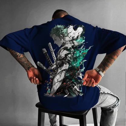 MINISO Zoro Anime Men's Women's Short Sleeve T-shirts New Summer Cotton Streetwear Casual Tops Graphic Tee Oversized Y2k Clothes