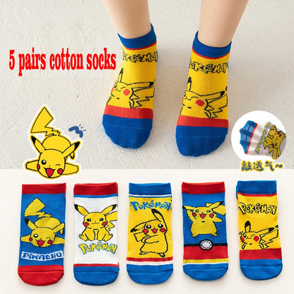 5 Pair/Lot Autumn Winter Children Cartoon Socks Baby Cute Trendy Cotton Pokemon Print Socks Comfortable Girls Boys Sport Socks