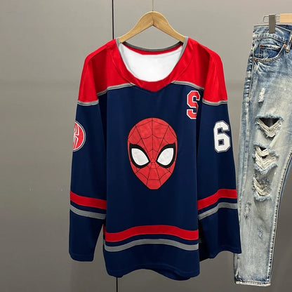 2025 Fashion Personality Men's and Women's Printed Long Sleeve T-shirt, Quick Drying and Breathable Retro Hockey Jersey 3189