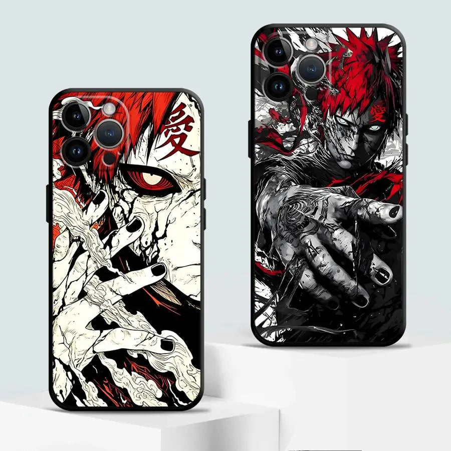 Anime Cool Gaara Black Soft Phone Cover Case for iPhone XR 13 12 11 Pro Max 15 16 14 Plus 7 8 XS Max