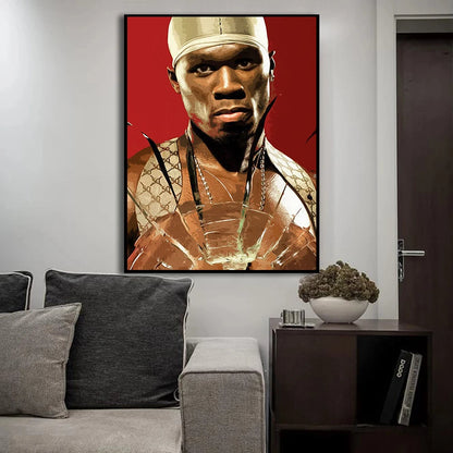 American Hip-hop Rap Musician 50 Cent Singer Portrait Canvas Painting Wall Art Picture Aesthetic Room Home Decoration Fans Gift