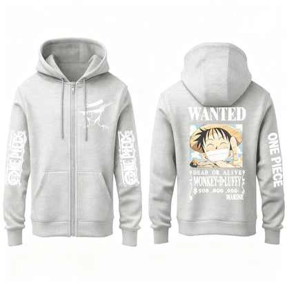 One Piece Anime Hoodie Luffy Wanted Print Sweatshirt Men Women Autumn Winter Casual Cosplay Jacket Hooded Pullover Streetwear