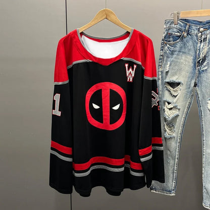 2025 Fashion Personality Men's and Women's Printed Long Sleeve T-shirt, Quick Drying and Breathable Retro Hockey Jersey 3189
