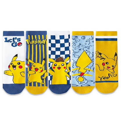 5 Pair/Lot Autumn Winter Children Cartoon Socks Baby Cute Trendy Cotton Pokemon Print Socks Comfortable Girls Boys Sport Socks