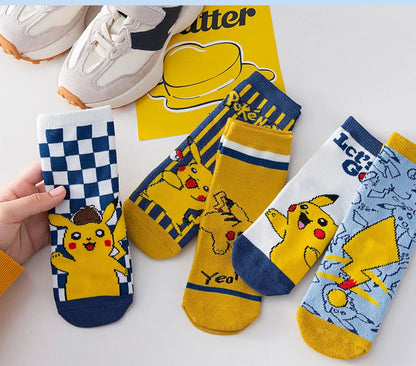 5 Pair/Lot Autumn Winter Children Cartoon Socks Baby Cute Trendy Cotton Pokemon Print Socks Comfortable Girls Boys Sport Socks