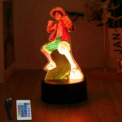 Actions Figure One Piece Luffy Zoro Anime Figures 3D Lamp PVC Action Collection Model Toys LED Night Light Kid Christmas Gift