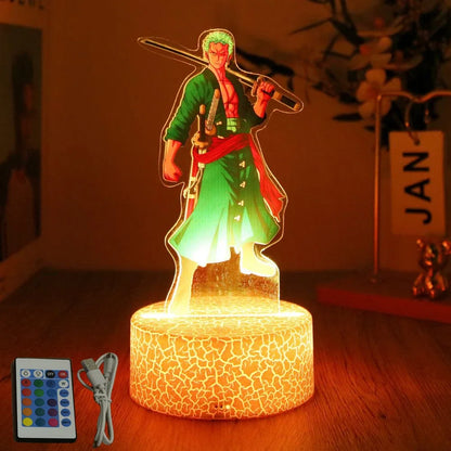 Actions Figure One Piece Luffy Zoro Anime Figures 3D Lamp PVC Action Collection Model Toys LED Night Light Kid Christmas Gift