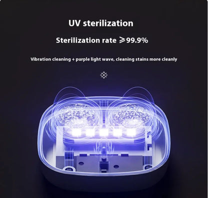 Women's Portable 3-Speed Ultrasonic Glasses Cleaner Case – Invisible & Multifunctional