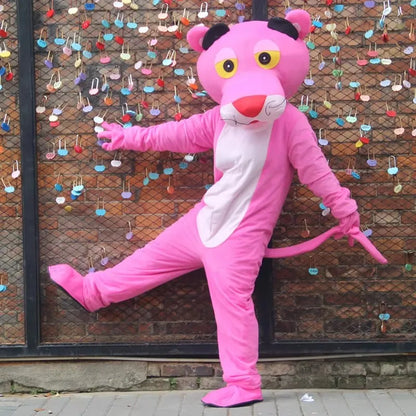 Pink Panther Leopard Cartoon Mascot Costume Adults Advertising ceremony birthday Fancy Dress Party carnival Cosplay Outfits