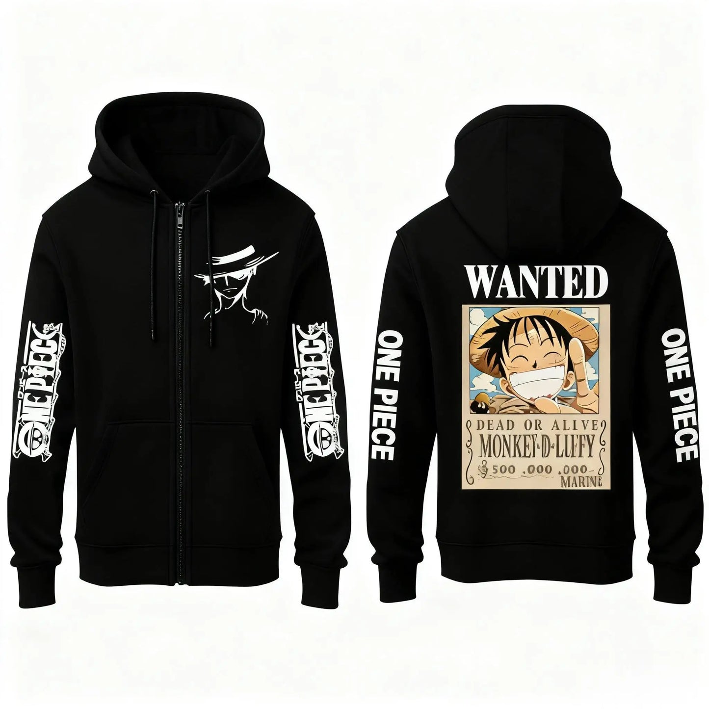 One Piece Anime Hoodie Luffy Wanted Print Sweatshirt Men Women Autumn Winter Casual Cosplay Jacket Hooded Pullover Streetwear
