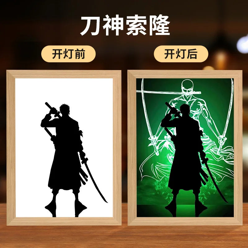 USB Plug in One Piece Zoro 3D LED Night Light Anime Lamp light RGB Dimmable Table Light Bedroom Desk Decorative Gift Anime Fans
