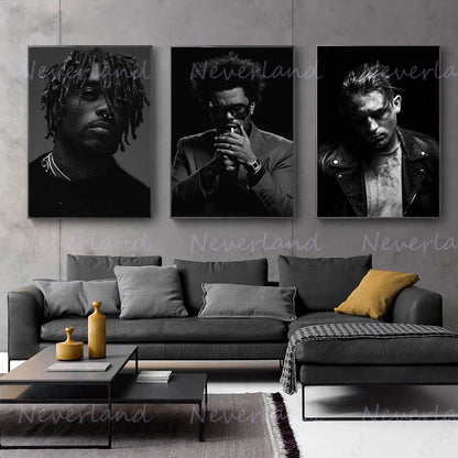 Famous Rapper LIL BABY/Drake/the Weekend Black and White Posters Canvas Painting and Prints Wall Art Picture for Room Home Decor