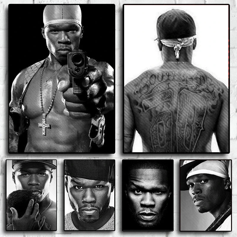 American Hip-hop Rap Musician 50 Cent Singer Portrait Canvas Painting Wall Art Picture Aesthetic Room Home Decoration Fans Gift