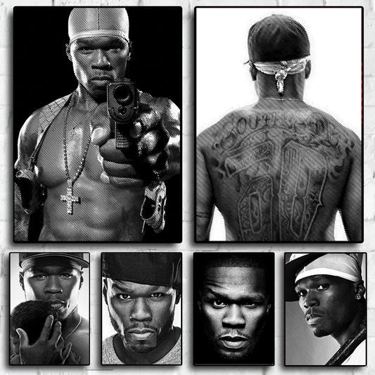 American Hip-hop Rap Musician 50 Cent Singer Portrait Canvas Painting Wall Art Picture Aesthetic Room Home Decoration Fans Gift