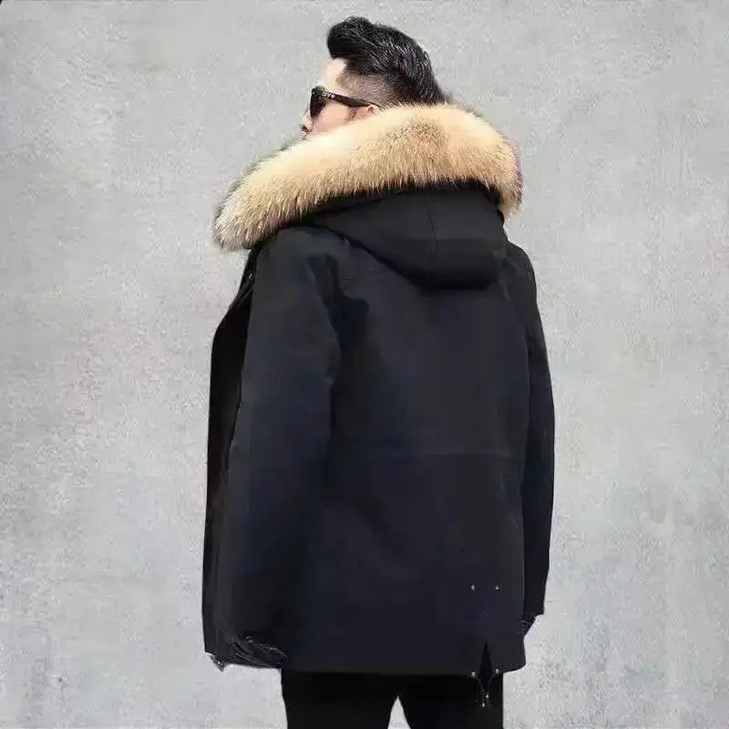 2025 New Casual Down Fox Fur Men's Clothing Coat Winter Jackets Mens Men Jacket