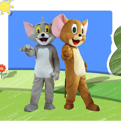 Tom Cat and Jerry Mouse Mascot Costume Adult Cartoon Character Fancy Dress Advertising Carnival Halloween Party Cosplay Props