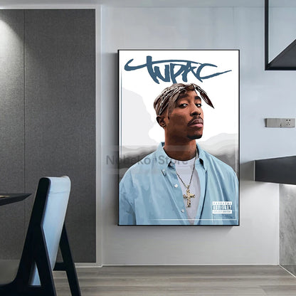 Famous Rapper 2Pac Posters Tupac Shakur Rap Prints Canvas Painting Wall Art Pictures Home Living Room Hip-hop Music Decoration