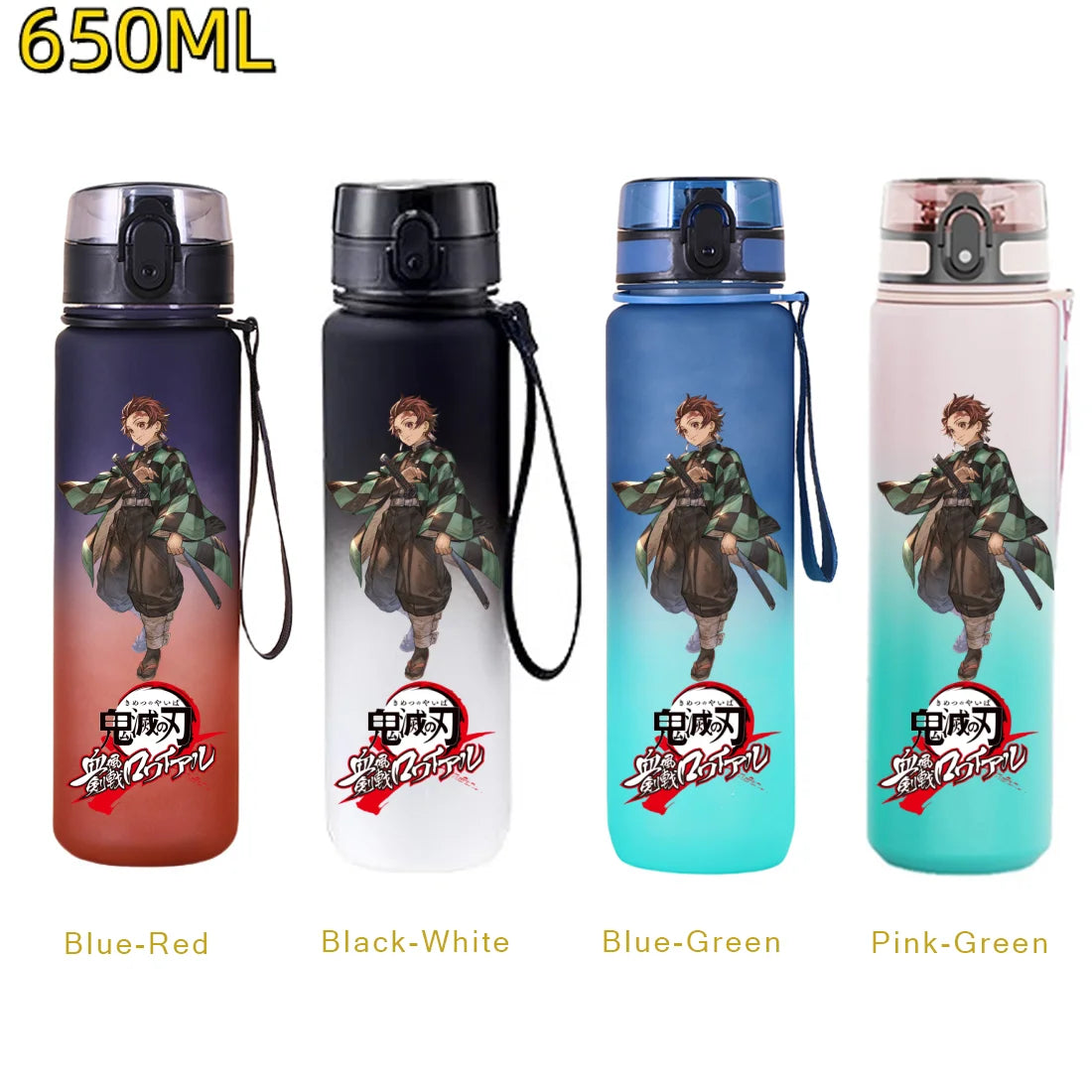650ML Demon Slayer Kamado Tanjirou Water Bottle Kamado Nezuko Kochou Shinobu Fitness Drink Bottle Kettle Travel Office Jugs