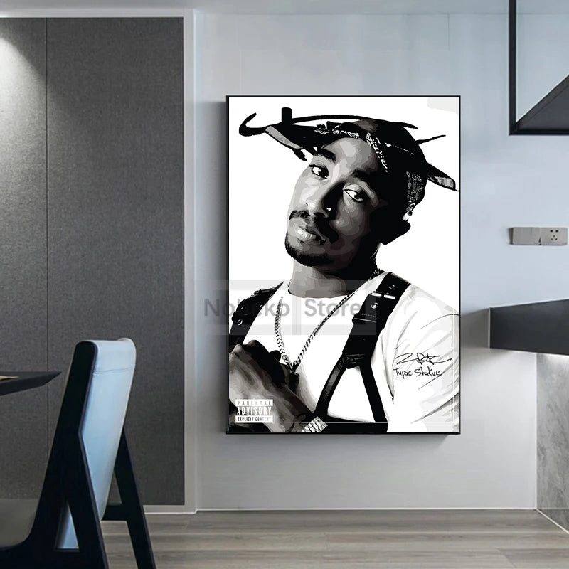 Famous Rapper 2Pac Posters Tupac Shakur Rap Prints Canvas Painting Wall Art Pictures Home Living Room Hip-hop Music Decoration