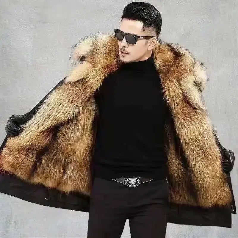 2025 New Casual Down Fox Fur Men's Clothing Coat Winter Jackets Mens Men Jacket