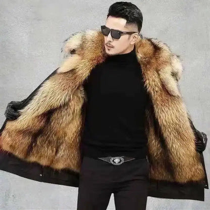 2025 New Casual Down Fox Fur Men's Clothing Coat Winter Jackets Mens Men Jacket
