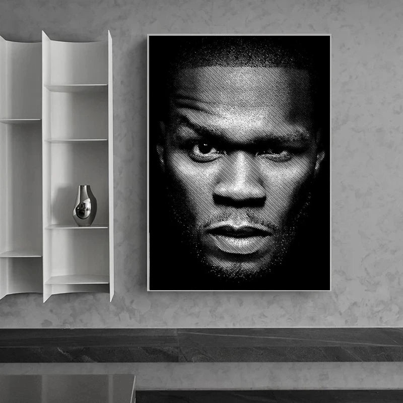 American Hip-hop Rap Musician 50 Cent Singer Portrait Canvas Painting Wall Art Picture Aesthetic Room Home Decoration Fans Gift