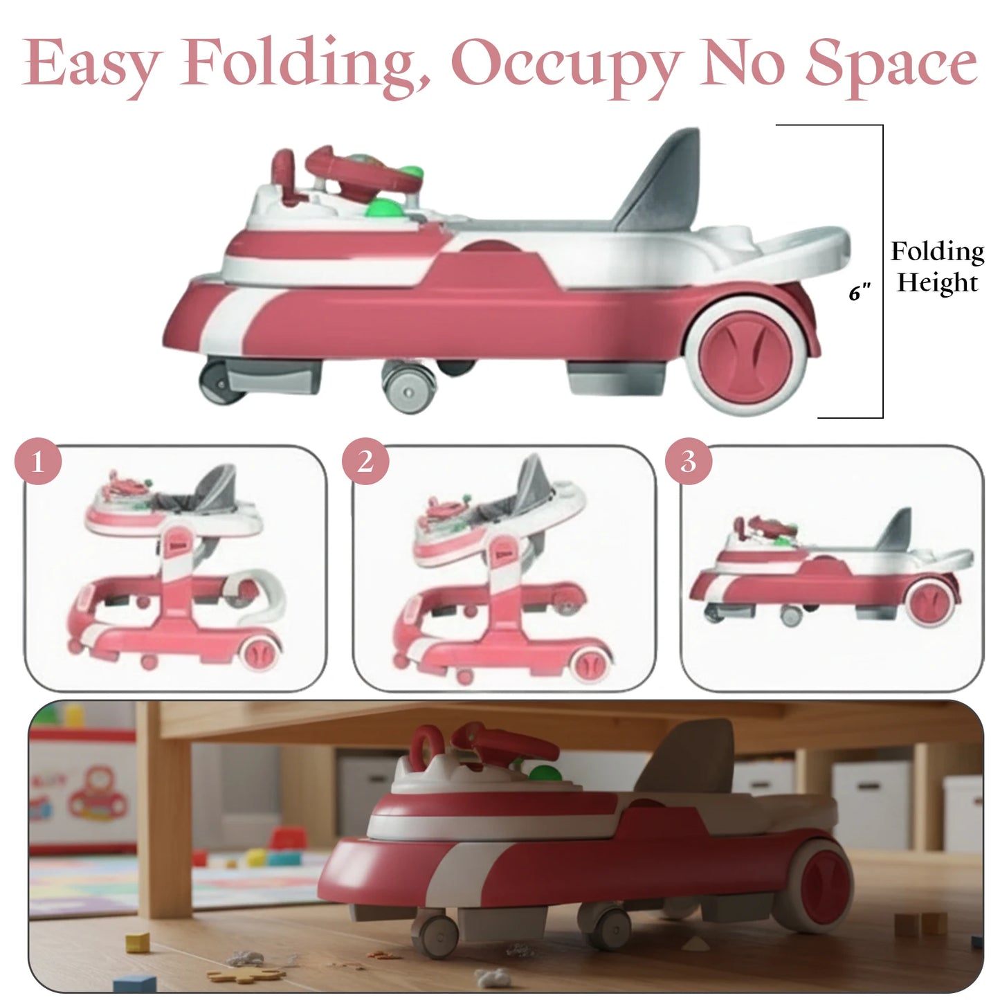 New 4 In 1 Baby Infant Walker Toddler Baby Push Walker Removable Feeding Tray And Music Tray Foldable Walker Child Handcart